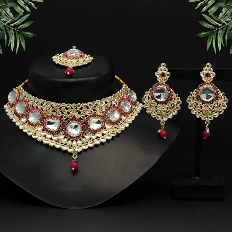 Rani Color Choker Kundan Necklace Set DWH090