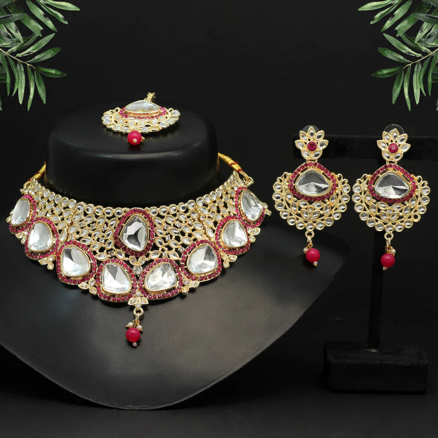 Rani Color Choker Kundan Necklace Set DWH095